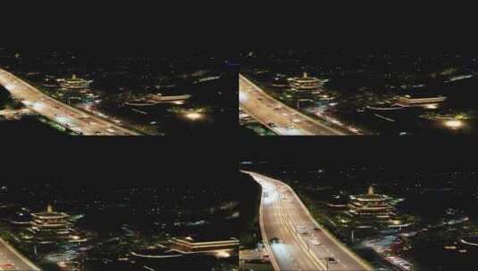 浙江杭州城市夜景交通竖屏航拍高清在线视频素材下载