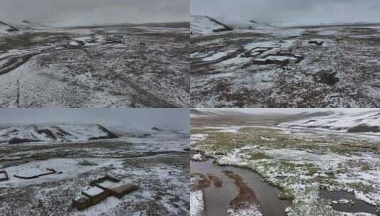 航拍西藏阿里普兰县大雪纷飞高清在线视频素材下载
