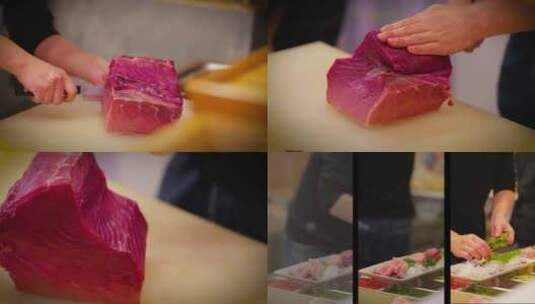 蓝鳍金枪鱼刺身料理高清在线视频素材下载