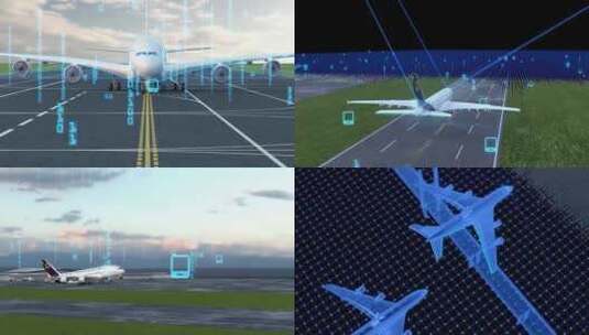 4k机场飞机飞行数字化运输国际贸易运输高清在线视频素材下载