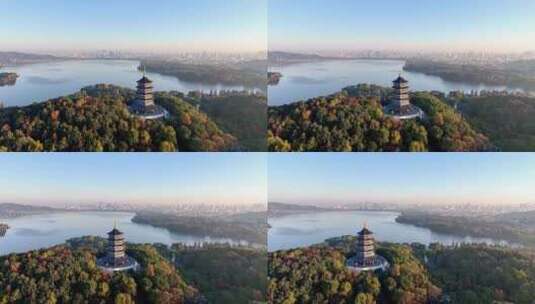 中国杭州西湖雷峰塔秋日美景高清在线视频素材下载