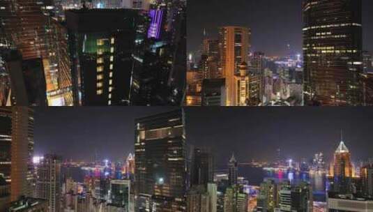 香港东区鲗鱼涌夜景航拍高清在线视频素材下载