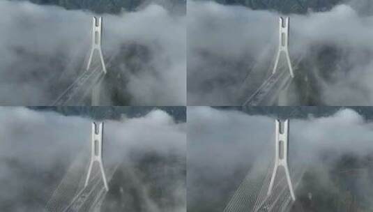 云雾里的高速大桥高清在线视频素材下载