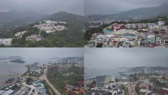 香港西贡区清晨航拍高清在线视频素材下载