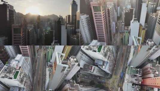 香港湾仔区建筑俯拍高清在线视频素材下载