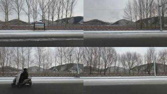 汽车视角下雪公路  车窗外雪景高清在线视频素材下载
