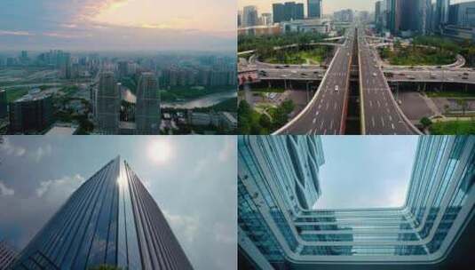 城市商务写字楼延时成都高新区高清在线视频素材下载