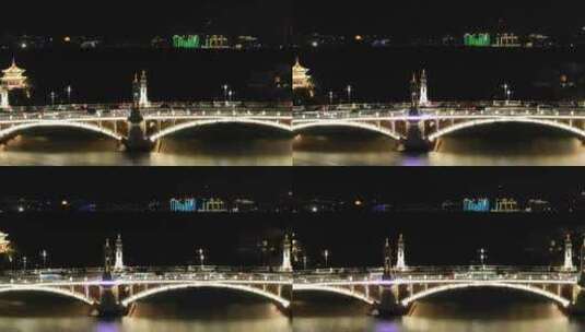 航拍夜晚的大桥交通高清在线视频素材下载