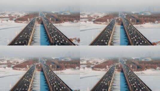 电影感哈尔滨冬日城市景象高清在线视频素材下载