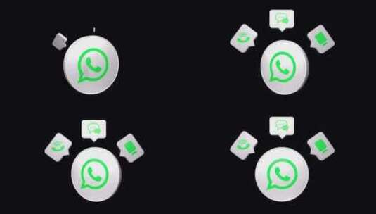 Whatsapp现代3D圆形图标高清在线视频素材下载