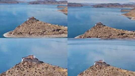 冬季羊湖的日托寺，大疆大师镜头原片高清在线视频素材下载