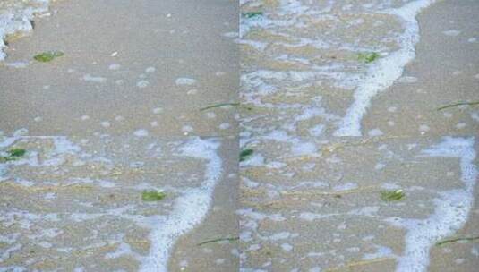 白天海边沙滩海浪浪花沙子特写慢动作高清在线视频素材下载