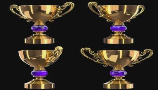 金色奖杯转动循环动画自带透明通道高清在线视频素材下载