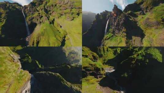 fpv穿越机冰岛穿峡谷瀑布航拍高清在线视频素材下载