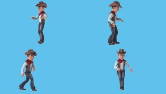 有趣的3D卡通牛仔跳舞（带alpha通道高清在线视频素材下载