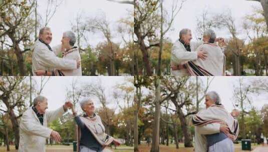 老夫妇在公园跳舞，爱情与婚姻和幸福，承诺高清在线视频素材下载