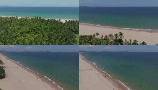 航拍三亚海棠湾蜈支洲岛蓝天白云海浪沙滩高清在线视频素材下载
