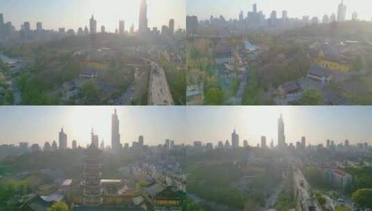 南京市玄武区古鸡鸣寺风景航拍高清在线视频素材下载