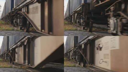铁路上货运列车的车轮高清在线视频素材下载