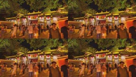 成都锦里古街商业街入口移动延时夜景高清在线视频素材下载