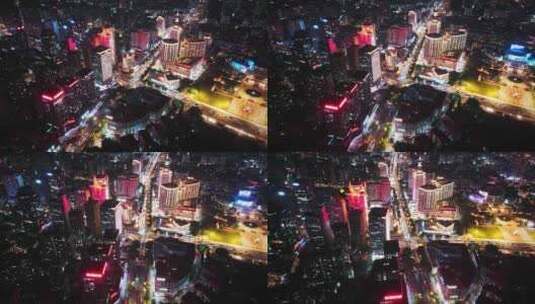 福州城市高楼夜景航拍高清在线视频素材下载