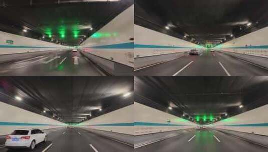 汽车在隧道穿梭飙车开车第一视角城市马路高清在线视频素材下载