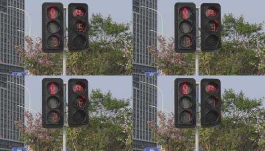街道路口交通红绿灯指示灯高清在线视频素材下载