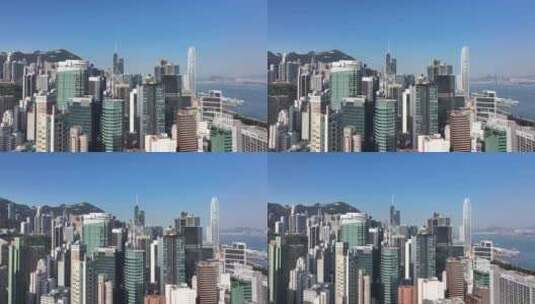 香港维多利亚港清晨航拍高清在线视频素材下载