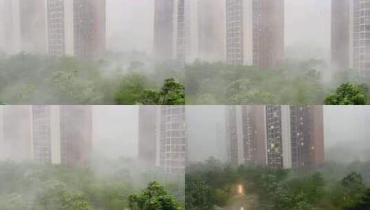 小区暴风雨广州暴雨天气高清在线视频素材下载