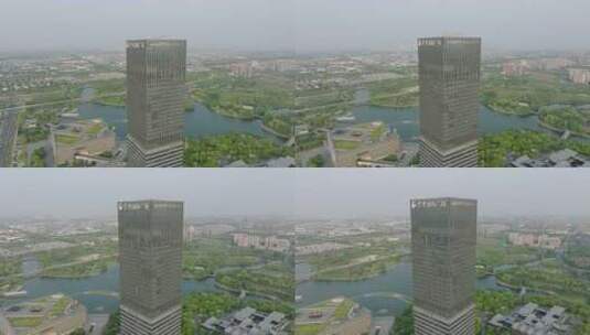 上海嘉定新城保利国际广场凯悦酒店航拍高清在线视频素材下载