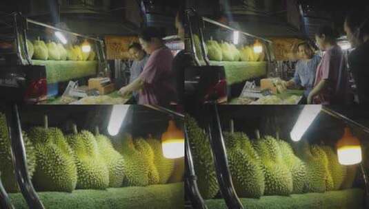 泰国街头卖榴莲4k高清在线视频素材下载