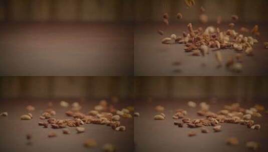 掉落的坚果核桃仁果仁升格拍摄高清在线视频素材下载