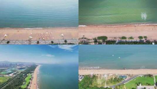 大海海浪沙滩风景航拍高清在线视频素材下载