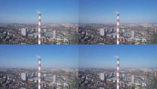 中国株洲火电厂工业烟塔高清在线视频素材下载