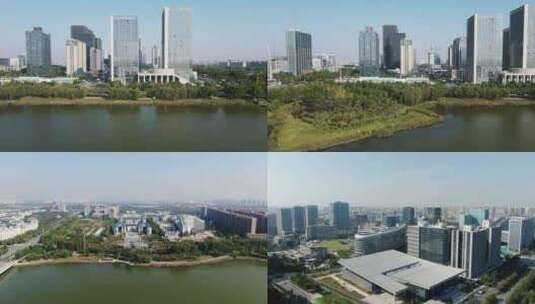 河南郑州龙子湖金融中心航拍高清在线视频素材下载