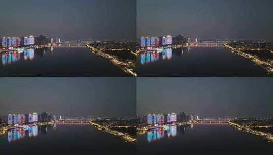 航拍湖北襄阳夜景高清在线视频素材下载