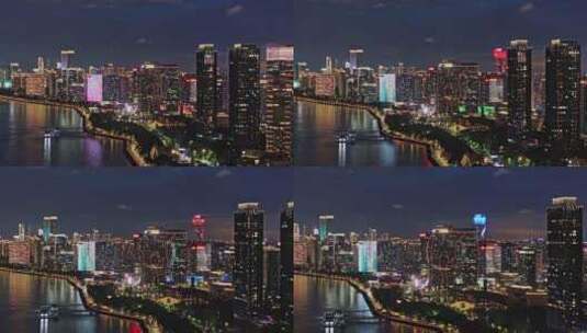 2024航拍杭州滨江区夜景高清在线视频素材下载