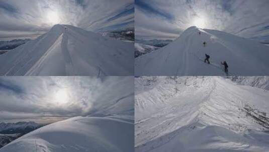 Fpv，攀岩，滑雪者，雪高清在线视频素材下载