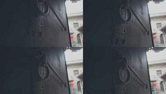 沧桑古老大门与门环高清在线视频素材下载