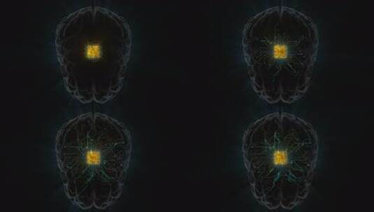 具有人工智能连接概念的大脑微处理器硬件高清在线视频素材下载