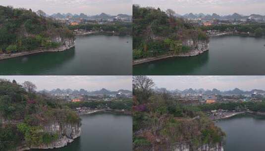 广西桂林象山景区桂林象鼻山航拍高清在线视频素材下载