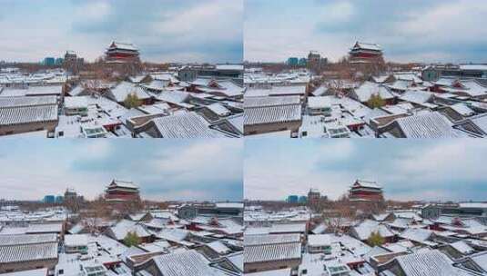 北京雪景钟鼓楼高清在线视频素材下载