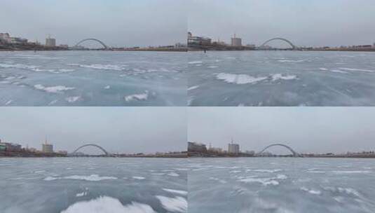 敦化结冰湖面高清在线视频素材下载