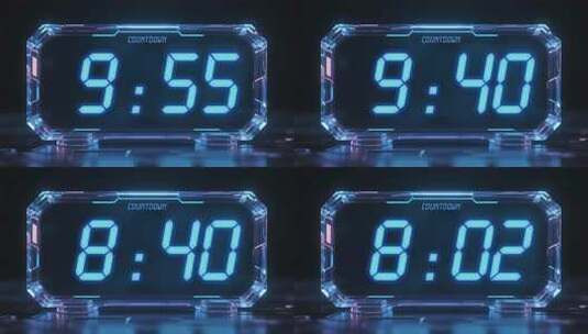 透明倒计时数字时钟高清在线视频素材下载