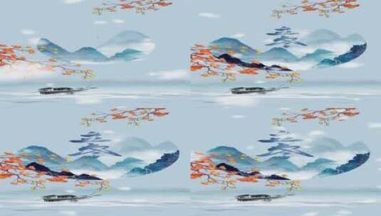 原创立冬节气山水蓝色中国风竖版宣传高清AE视频素材下载