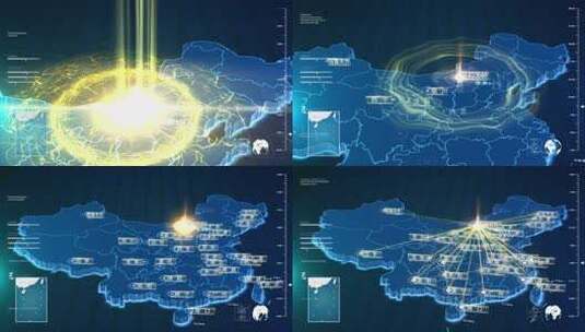 内蒙古辐射地图高清AE视频素材下载