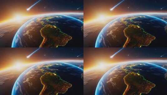 地球太空视角流星划过高清在线视频素材下载