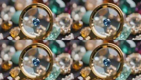 放大镜下的多彩宝石高清在线视频素材下载