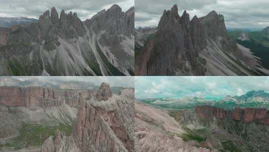 航拍高山山脉森林山顶山峰山谷蓝天白云高清在线视频素材下载