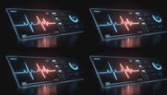 医疗监护仪心电图科技感展示高清在线视频素材下载